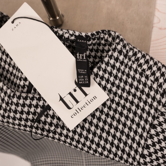Zara Dress MIDI XS Plaid Houndstooth Long Sleeve - Picture 7 of 8